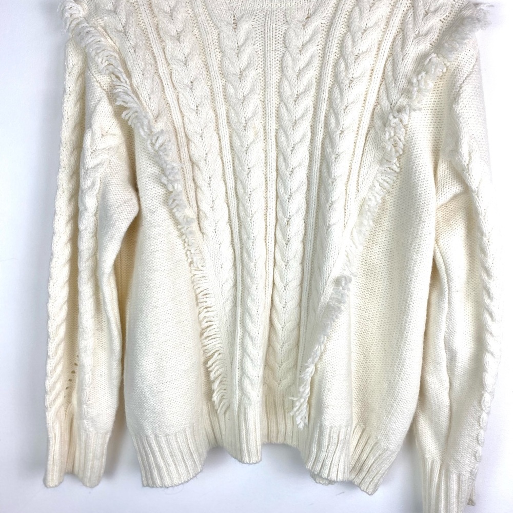 Lane Bryant size 18/20 Ivory Fringe Cable Knit Cozy Fall Pullover Sweater - Picture 4 of 8